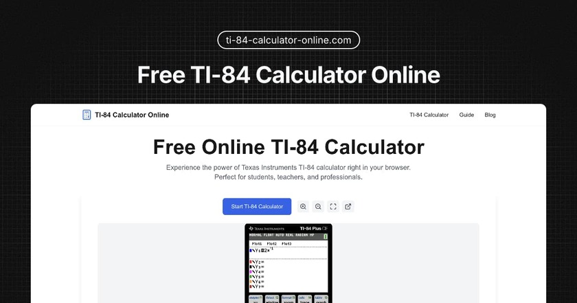 TI-84 Calculator Online Landing Page