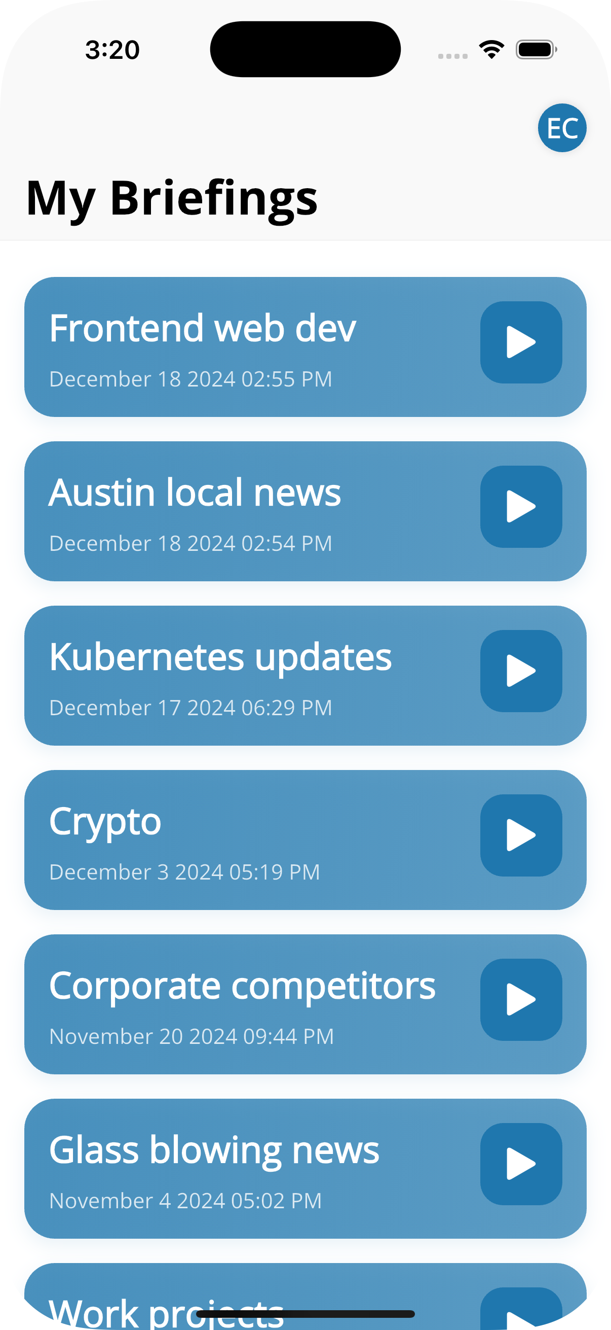 CustomPod.io Make briefings on specific topics pulling from various sources