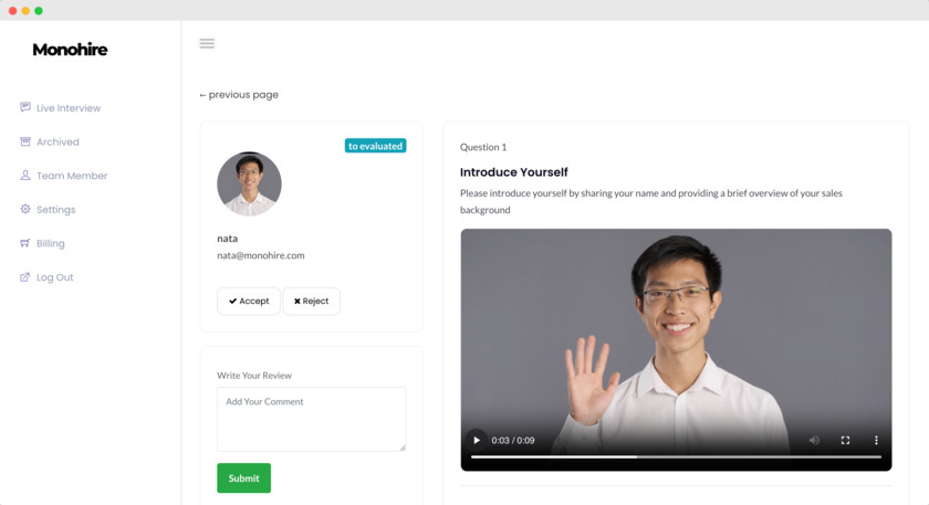 Monohire Landing Page