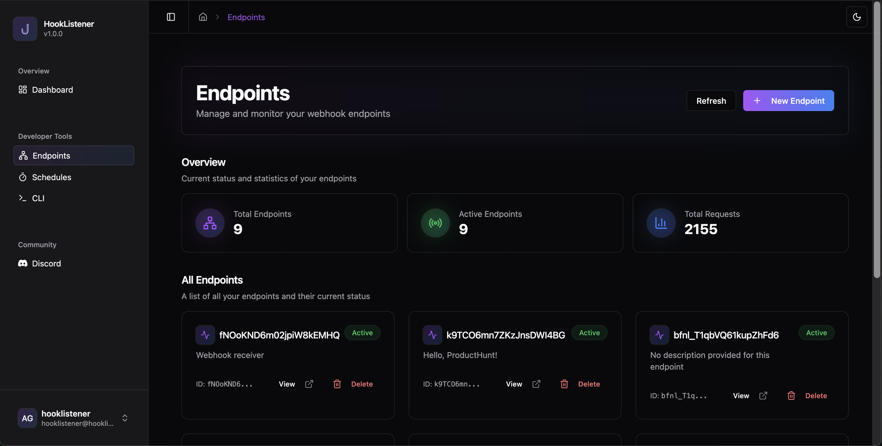 Hooklistener Endpoints