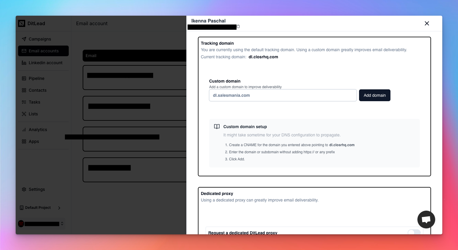 DitLead Custom email sending proxy