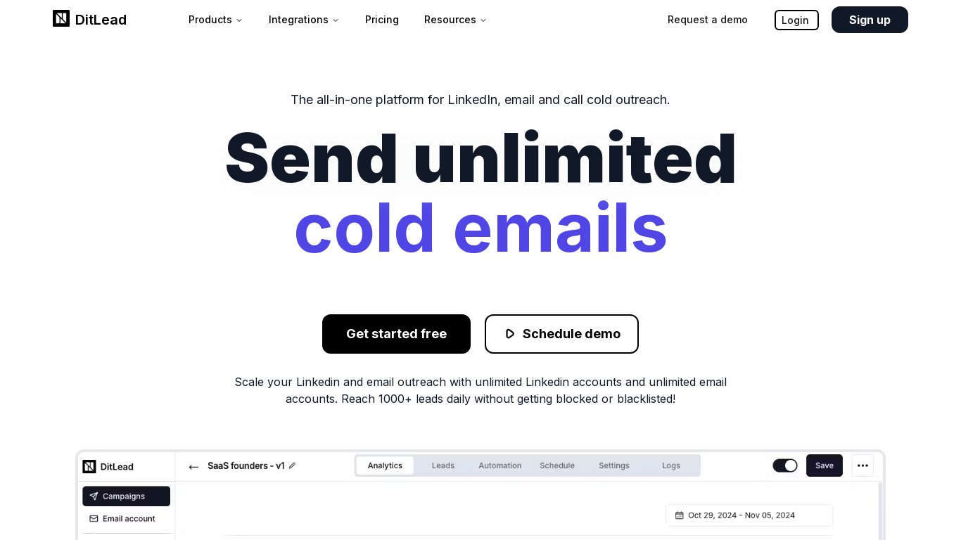 DitLead Landing page