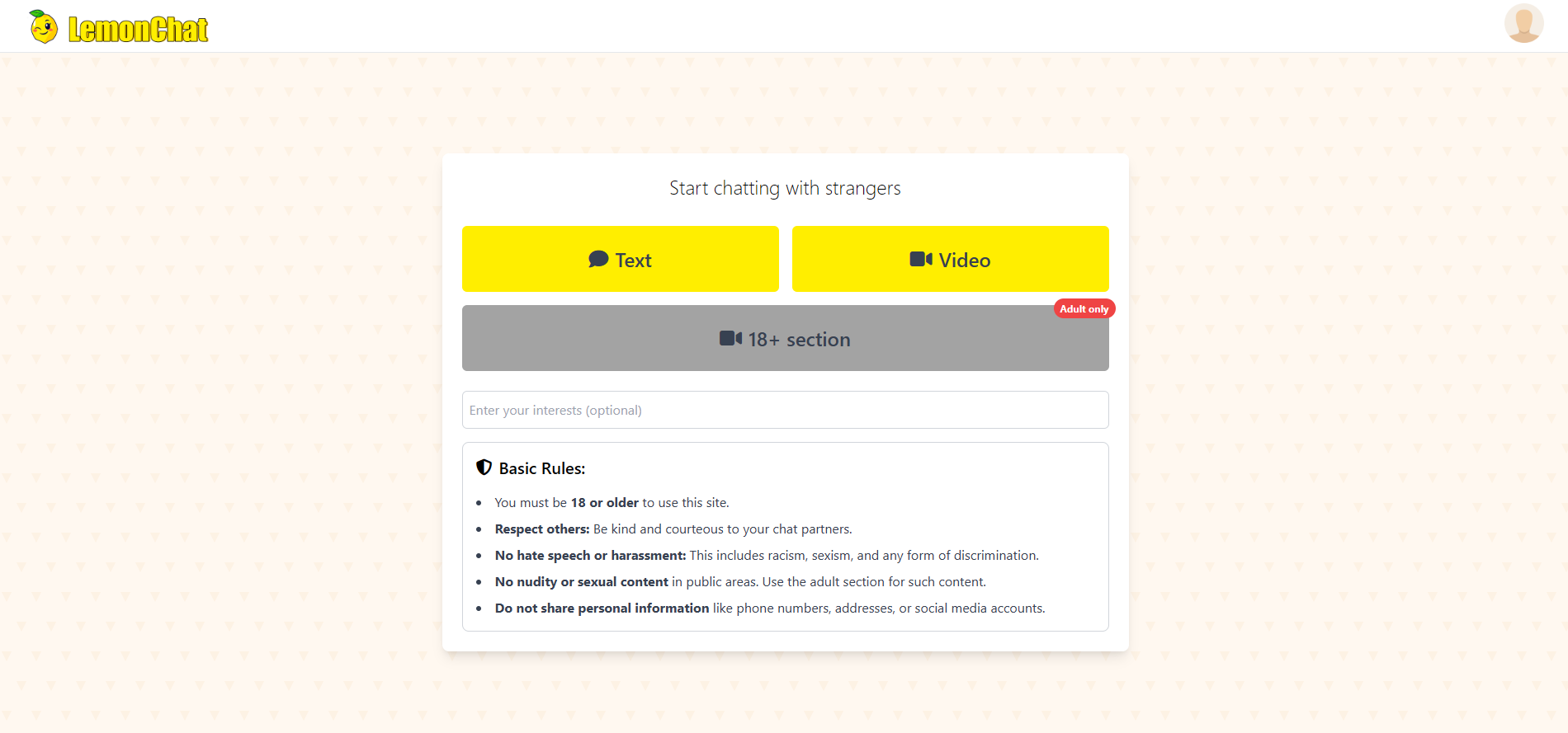 LemonChat App LemonChat Main Page