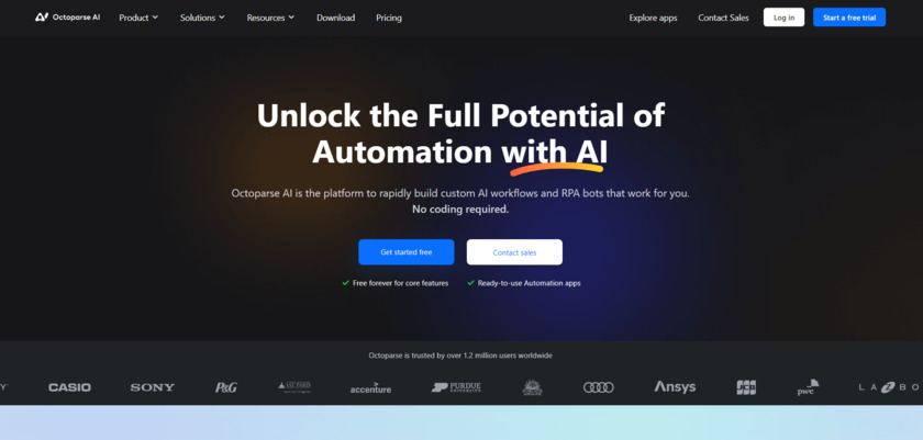 Octoparse AI Landing Page
