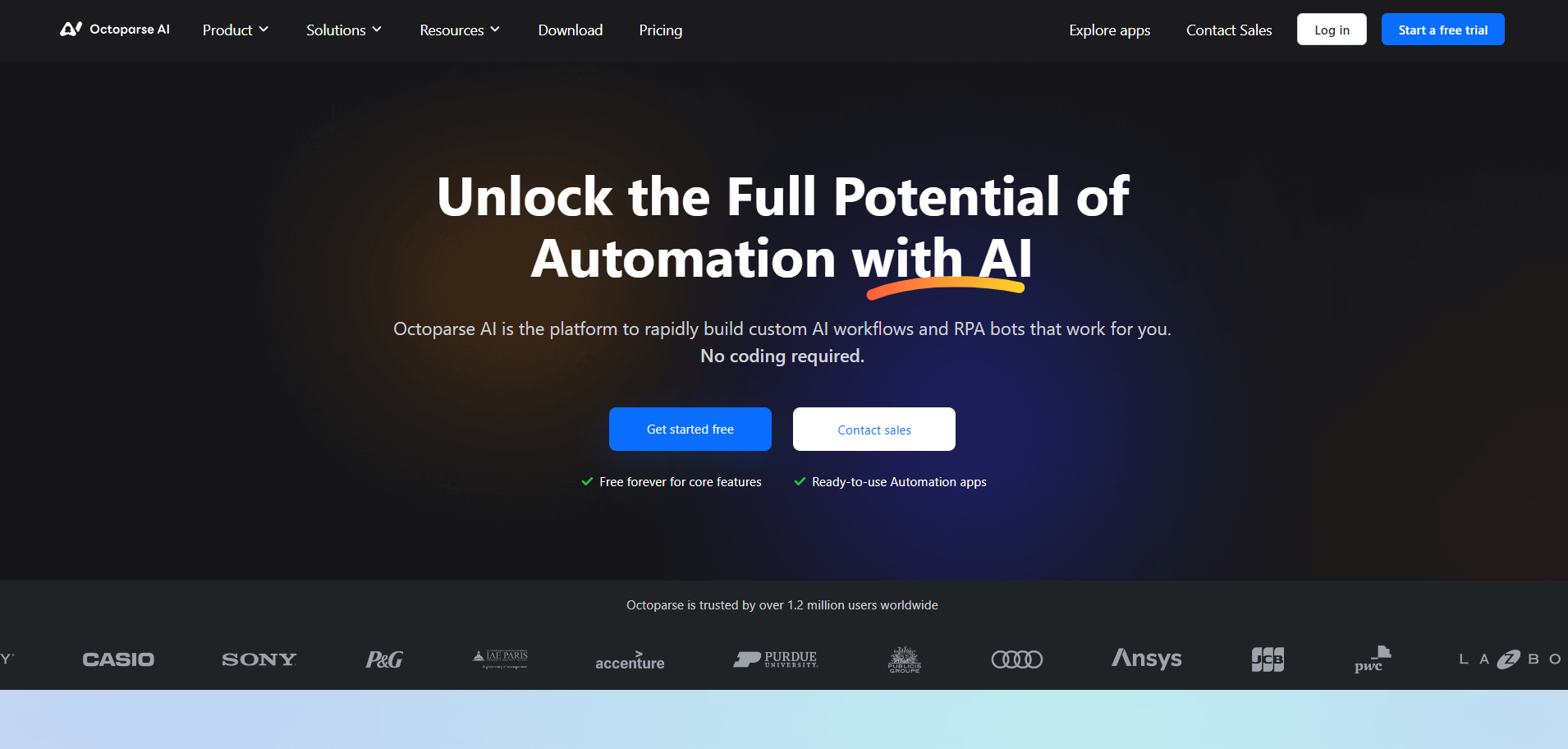 Octoparse AI octoparse AI homepage