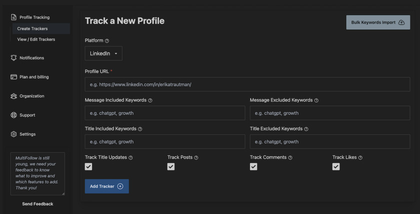 MultiFollow.io Landing Page