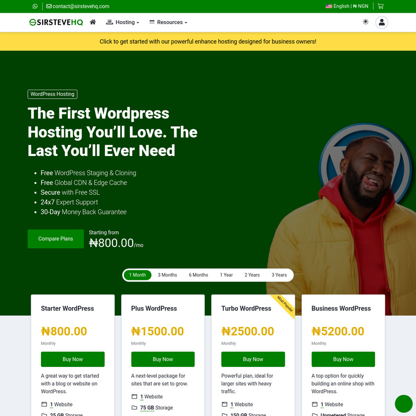 SirsteveHQ Landing Page