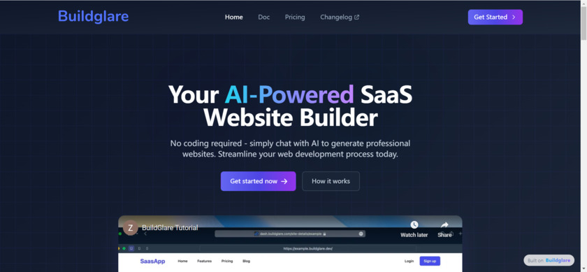 BuildGlare Landing Page