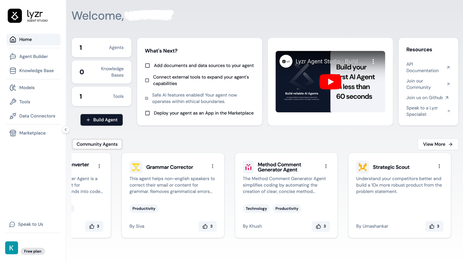 Lyzr.ai Learn to build an agent with an easy tutorial and intuitive interface