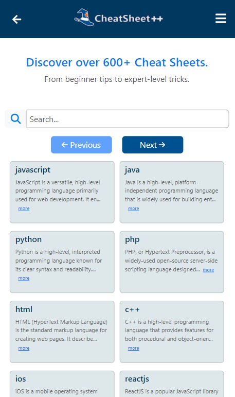 Cheatsheet++ Hundreds of software and technology topics