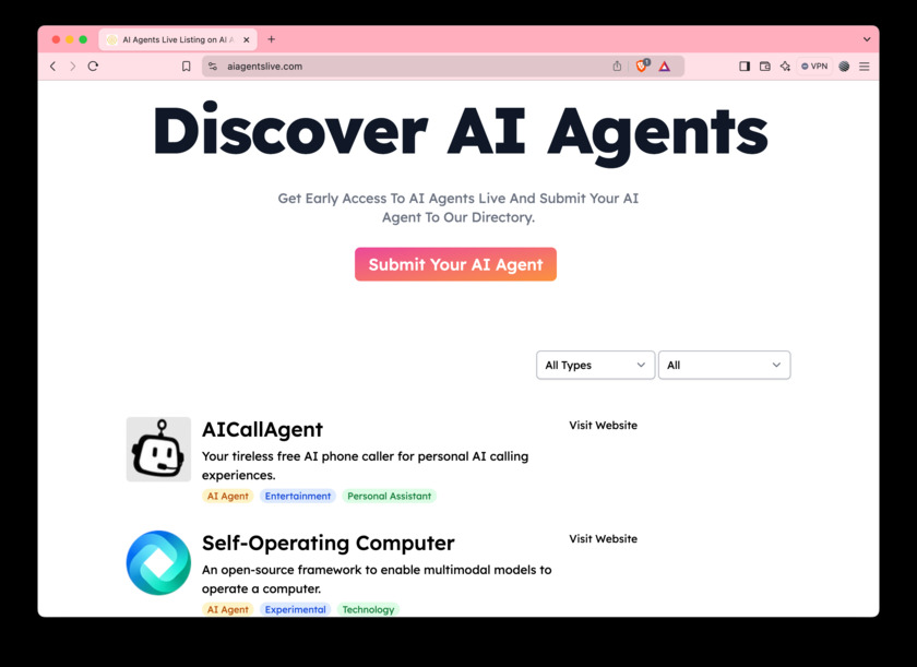 AI Agents Live Landing Page