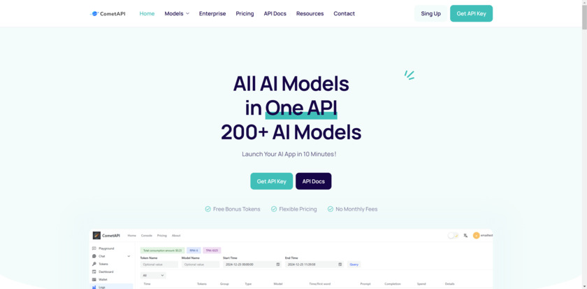 CometAPI Landing Page