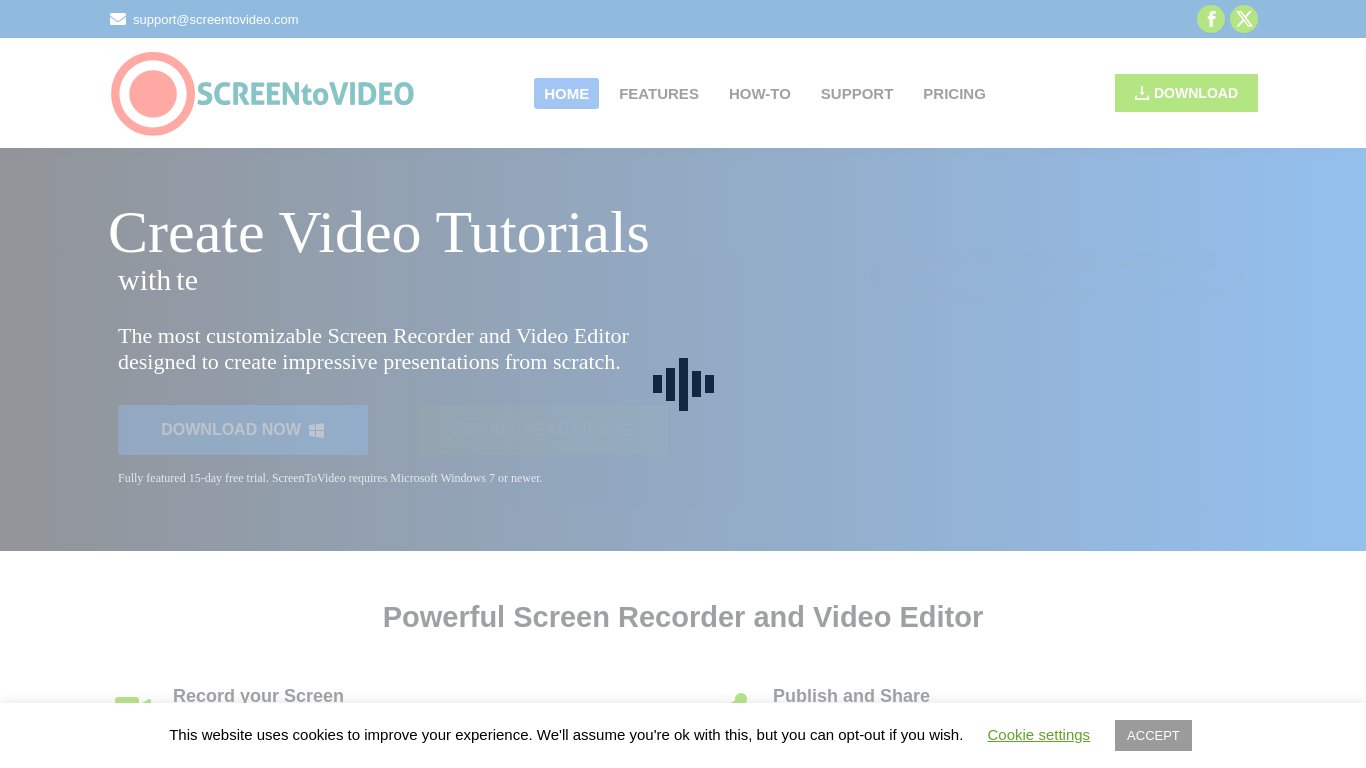 ScreenToVideo Landing page