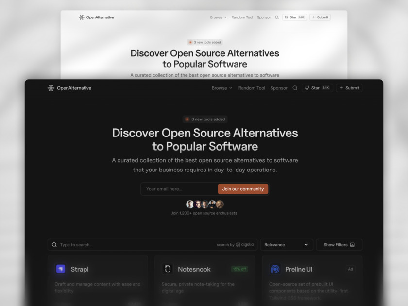 OpenAlternative Landing Page