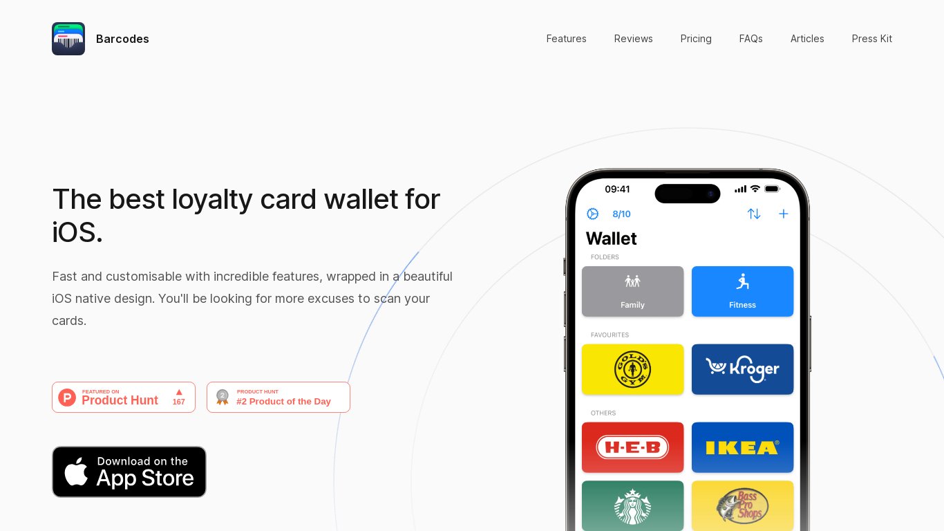 Barcodes Landing page
