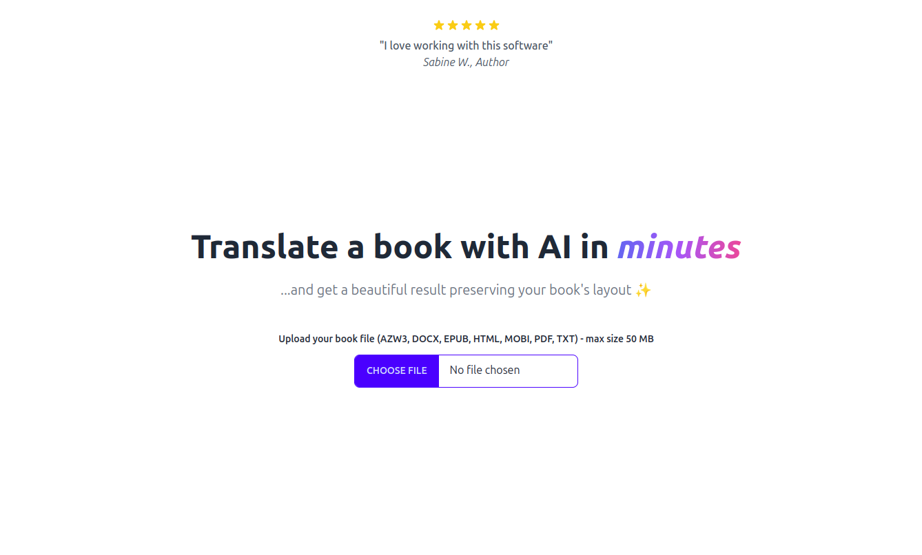 Translate a Book Homepage