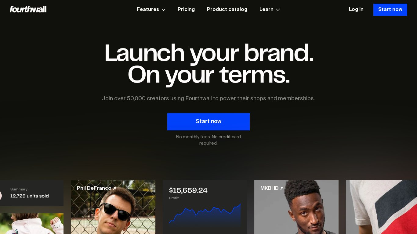 Fourthwall Landing page