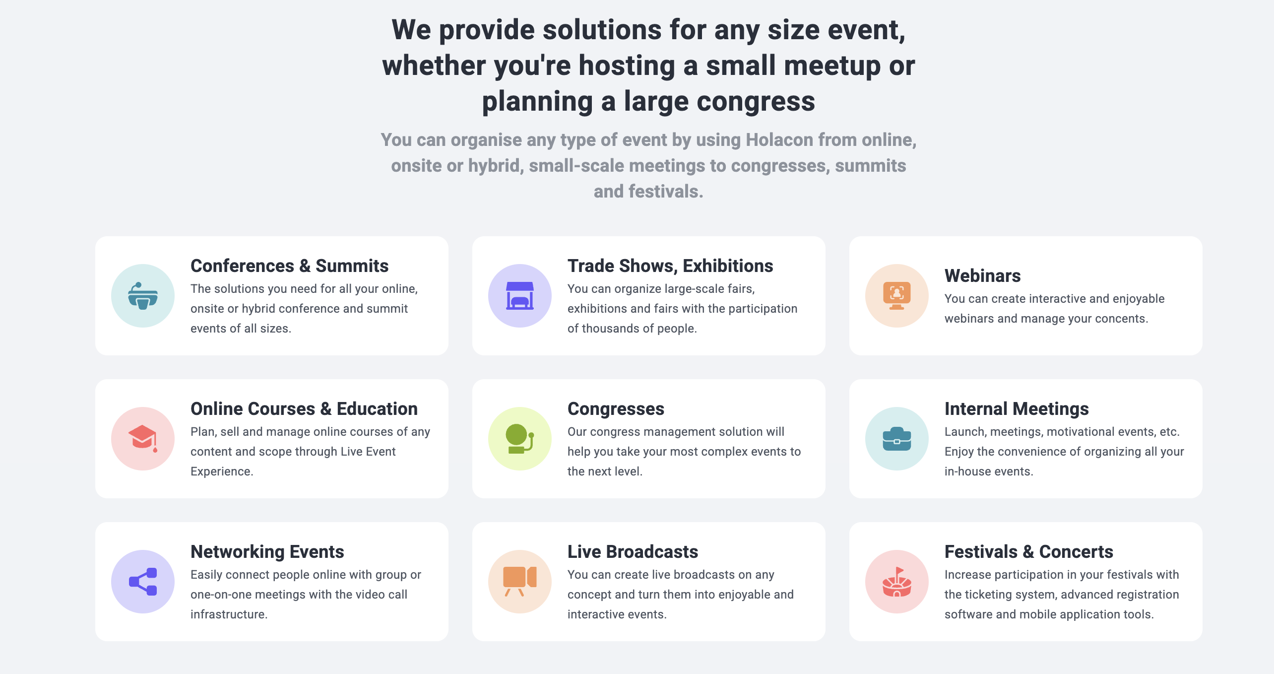Holacon Event Types