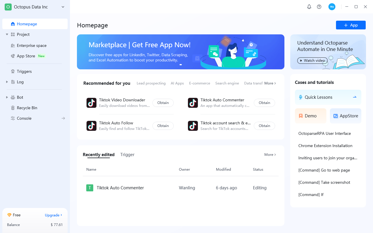 Octoparse AI OPAI desktop