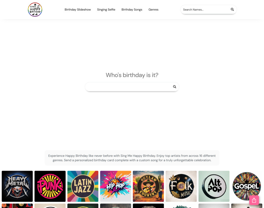Sing Me Happy Birthday Homepage Sing Me Happy Birthday Homepage