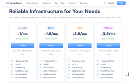 SurferCloud screenshot