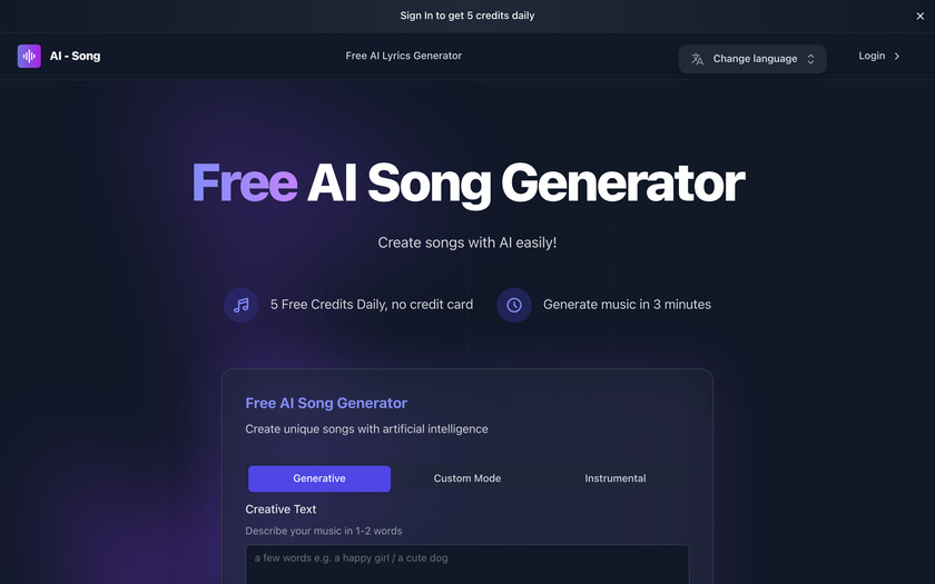 AI-Song.ai Landing Page