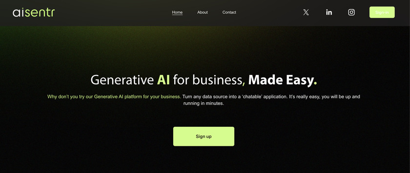 AISentr Landing Page AISentr Landing Page