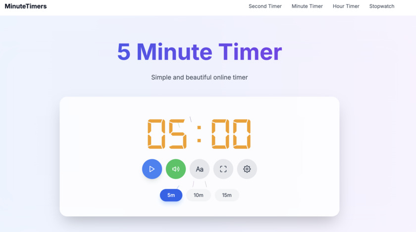 MinuteTimers.net Landing Page