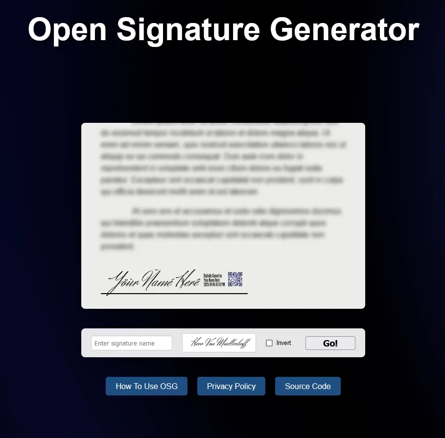 Open Signature Generator Open Signature Generator Web App