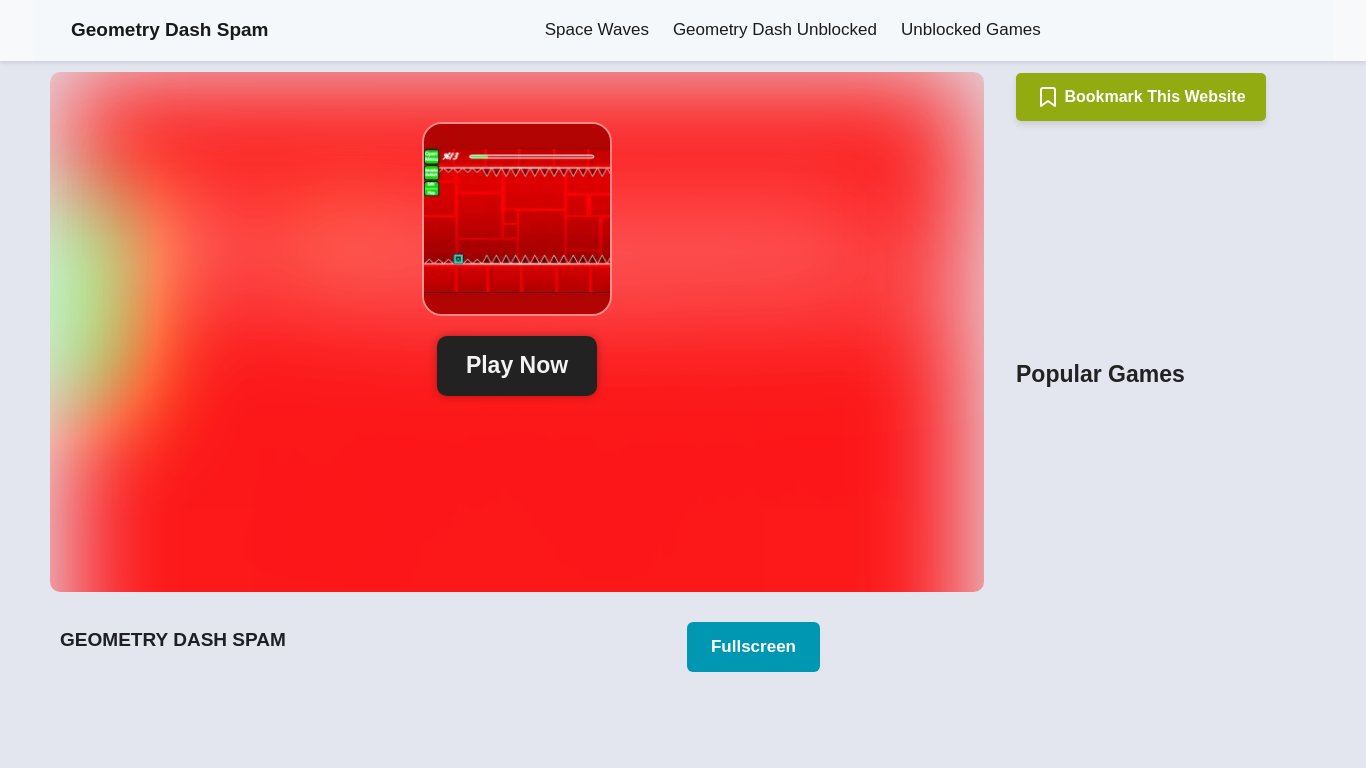 Geometry Dash Spam Landing page