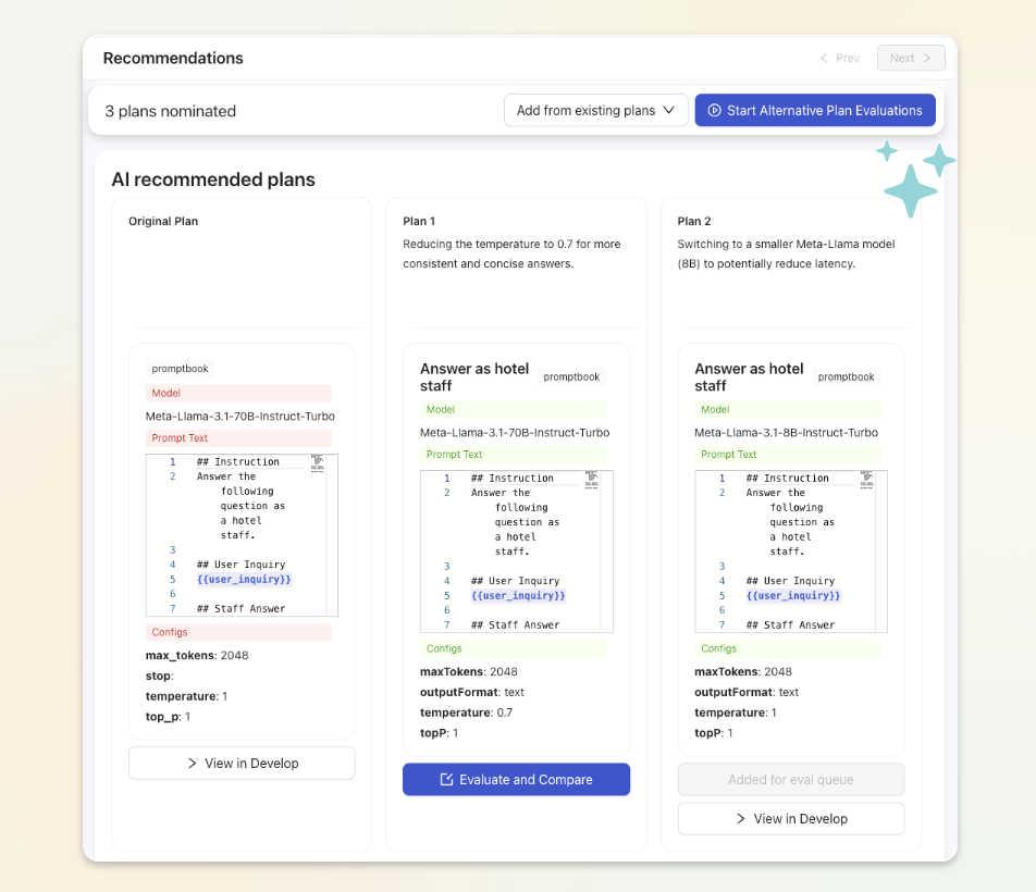 Teammately.ai Let AI recommend alternative plans