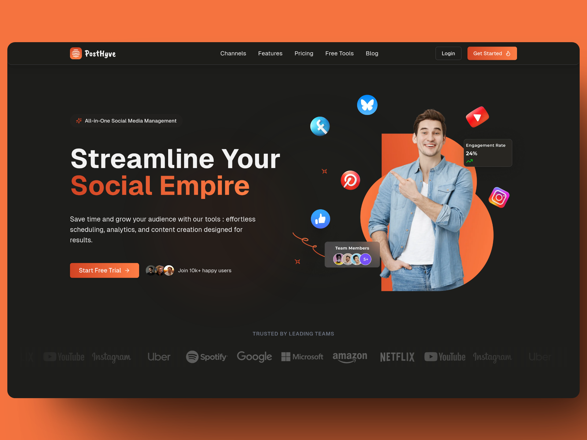 Posthyve landing page screenshot