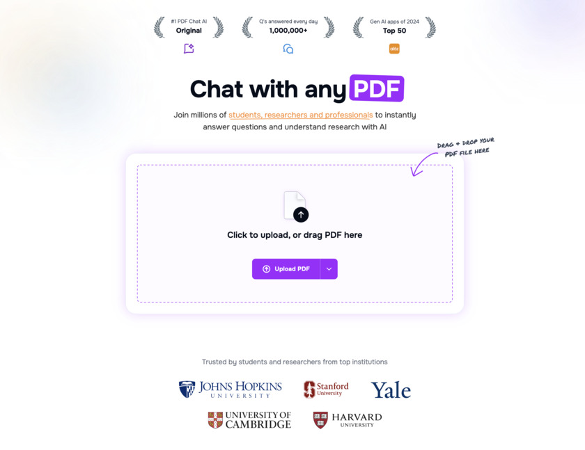 ChatPDF Landing Page