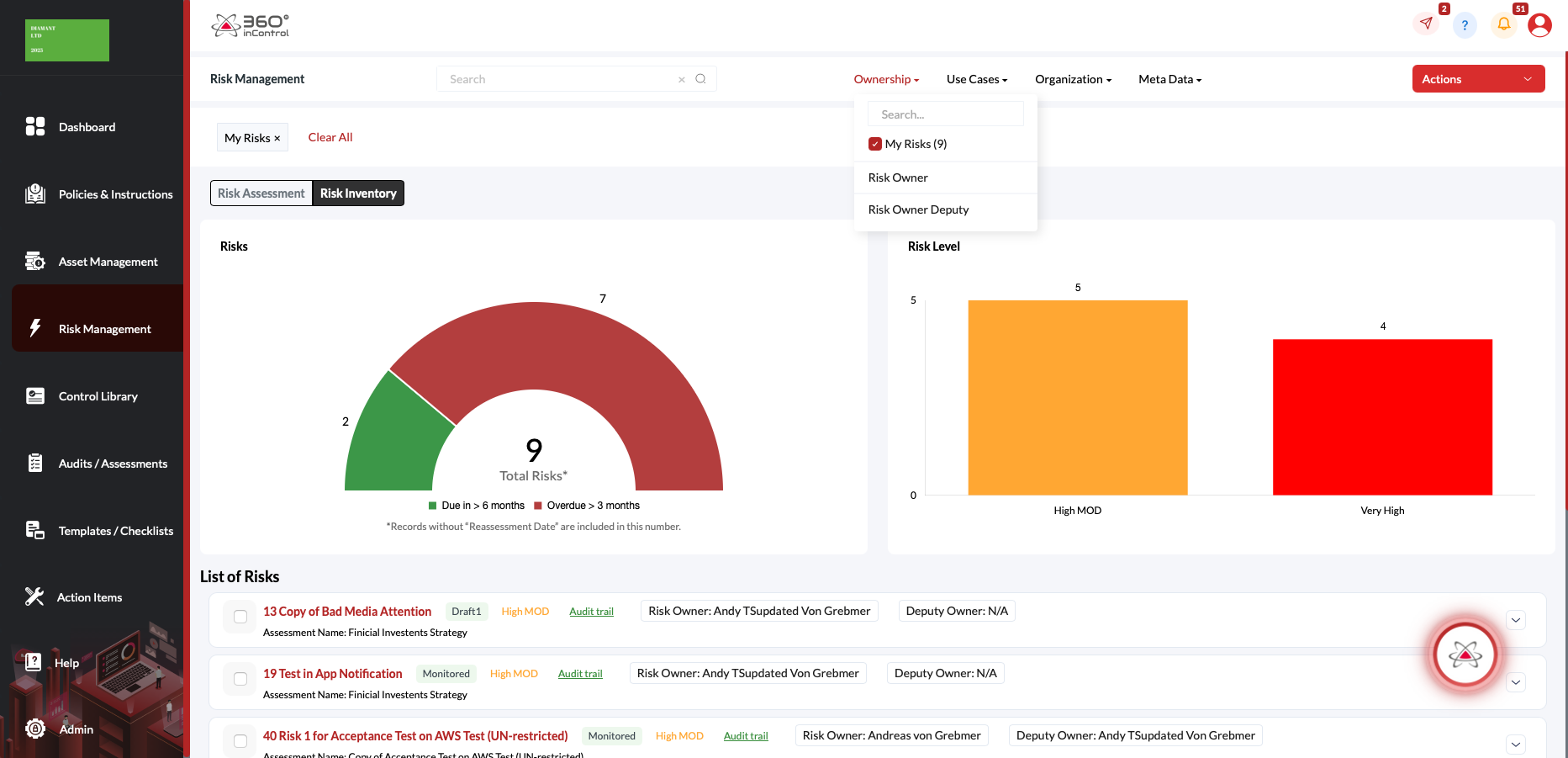 360inControl Risk Inventory