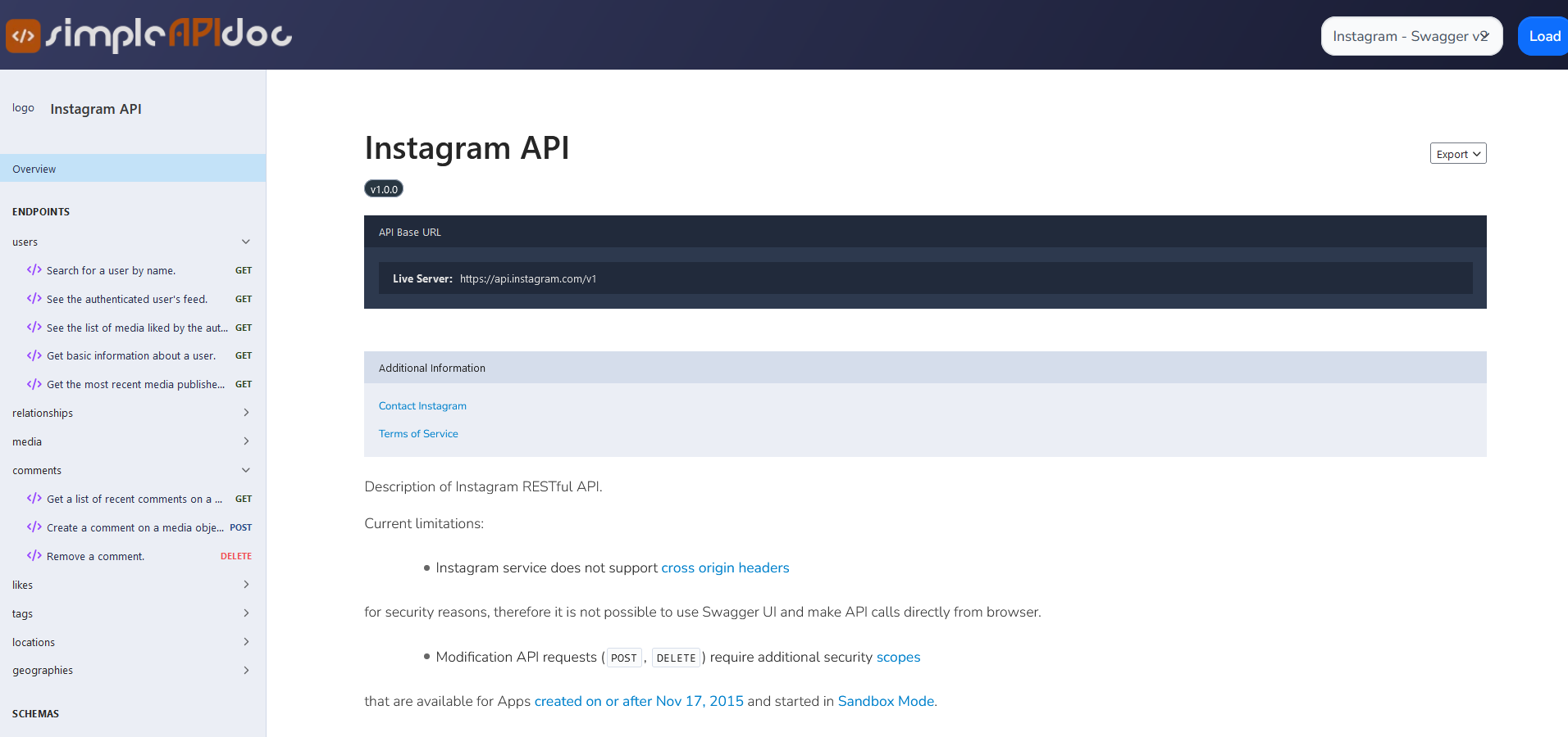 Simple API Doc Demo Screenshot