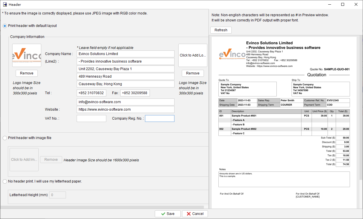 EasyBilling Customize Document 