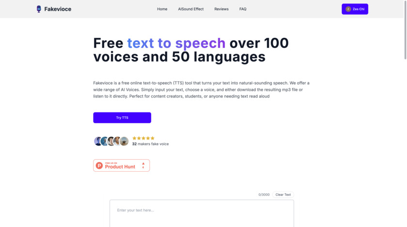 Fakevioce Landing Page