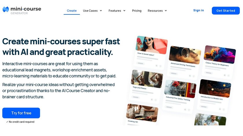 Mini Course Generator Landing Page