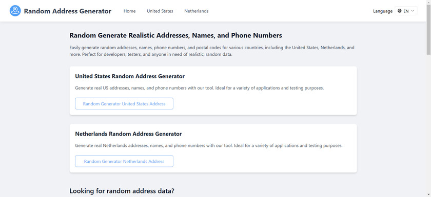 AddressGenerator.top Landing Page