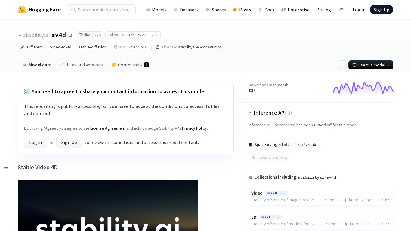 Stable Video 4D Landing page