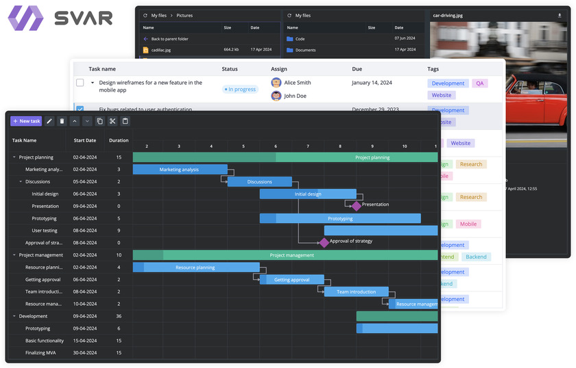 SVAR Widgets Landing Page