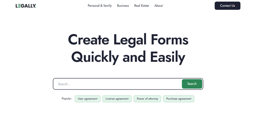 Legally.io Landing Page