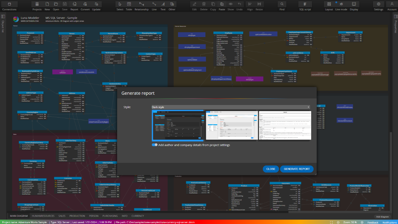 Luna Modeler Luna Modeler | Report generation