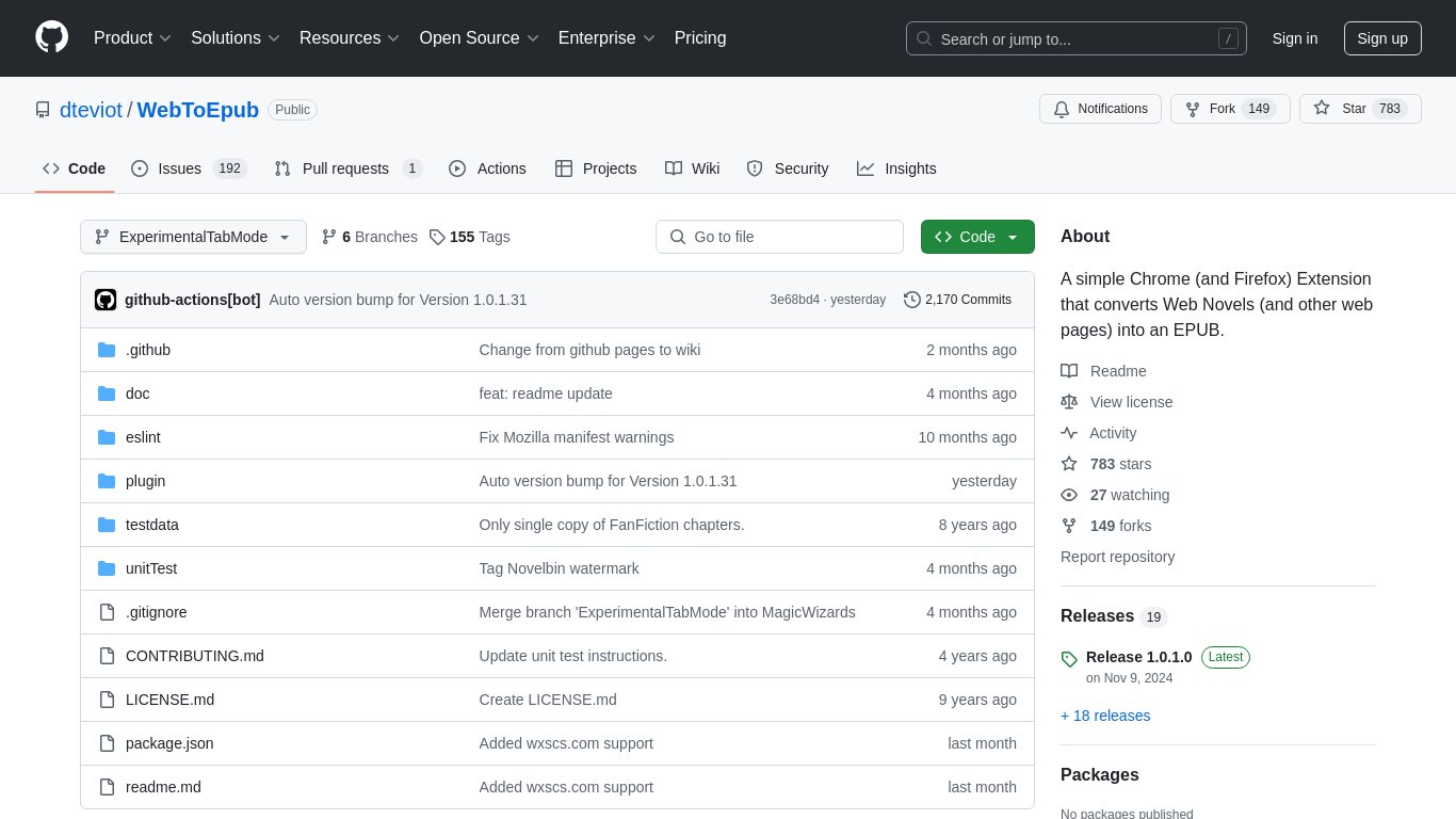 WebToEpub Landing page