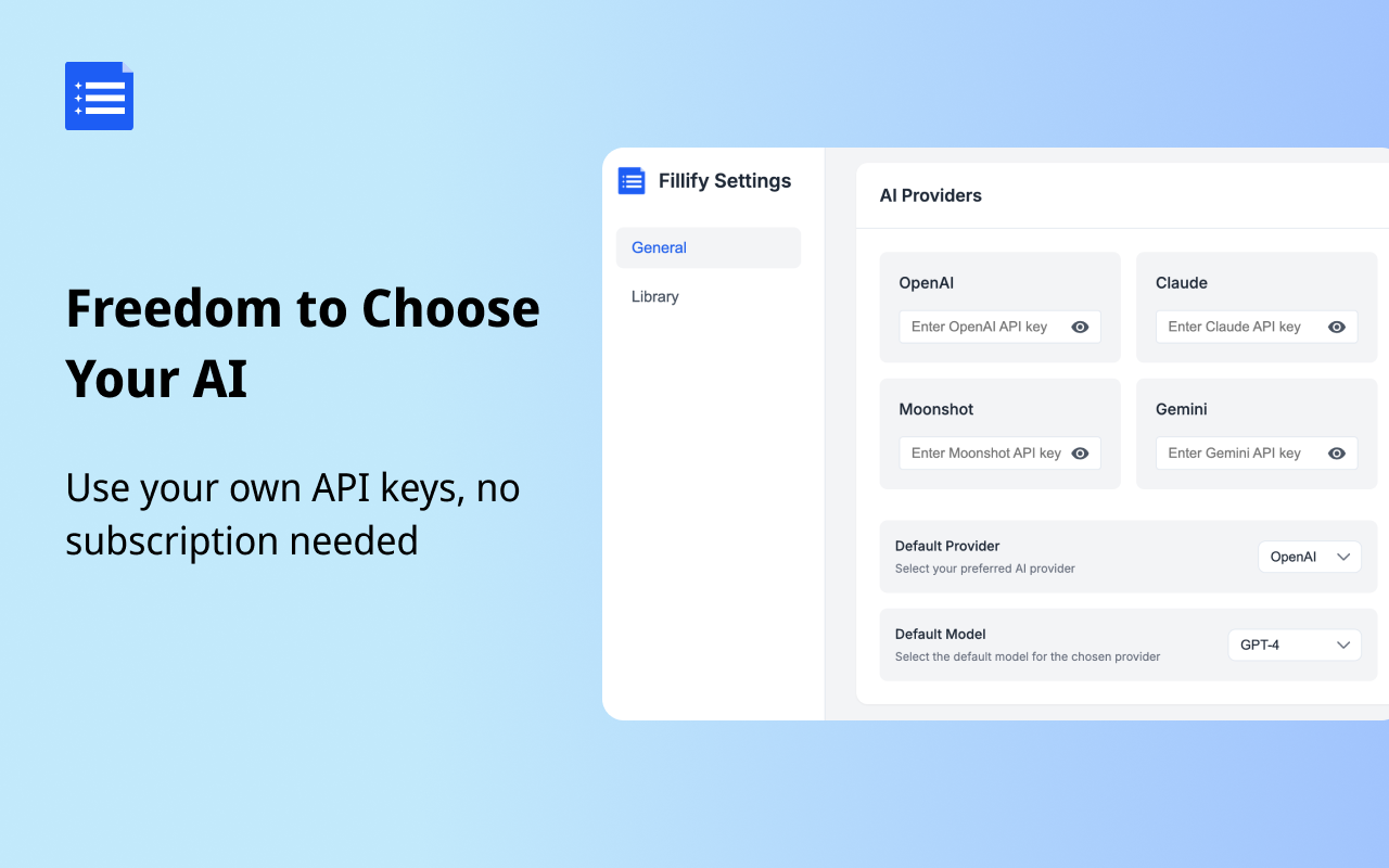Fillify Custom AI API