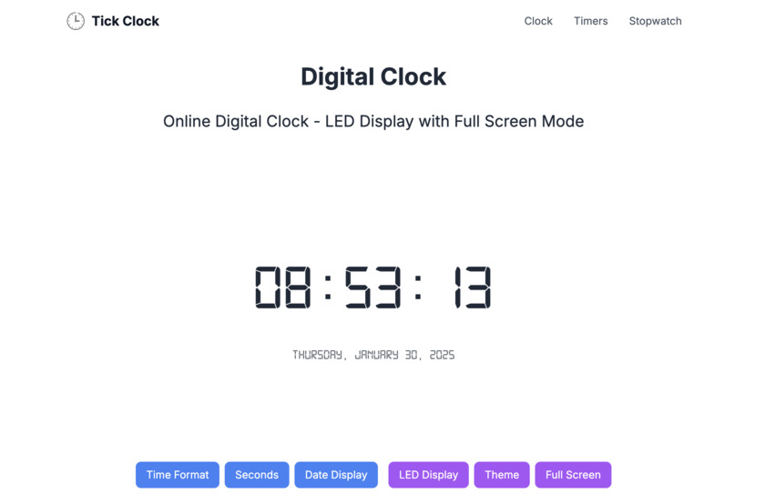 Tick Clock Online Landing Page