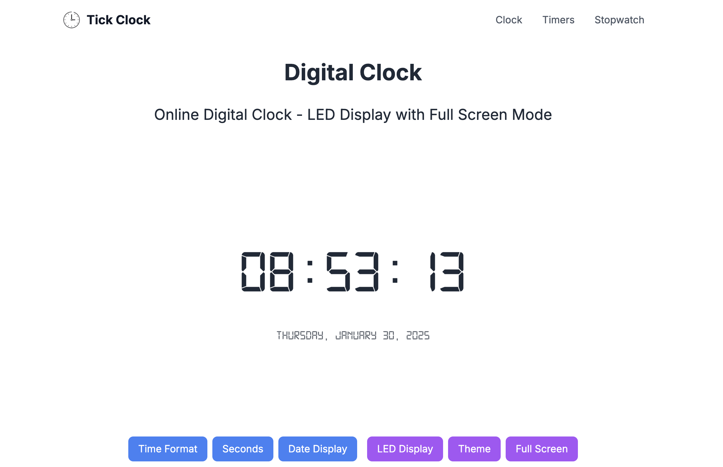 Tick Clock Online Digital Clock