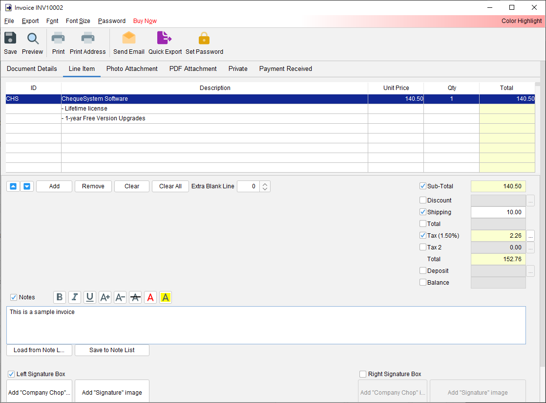 EasyBilling Invoice