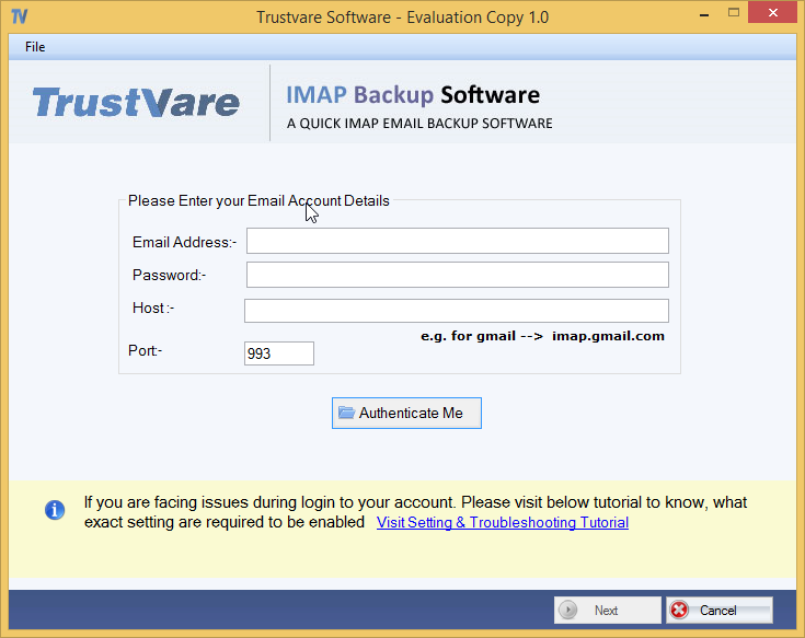 TrustVare IMAP Backup Software 