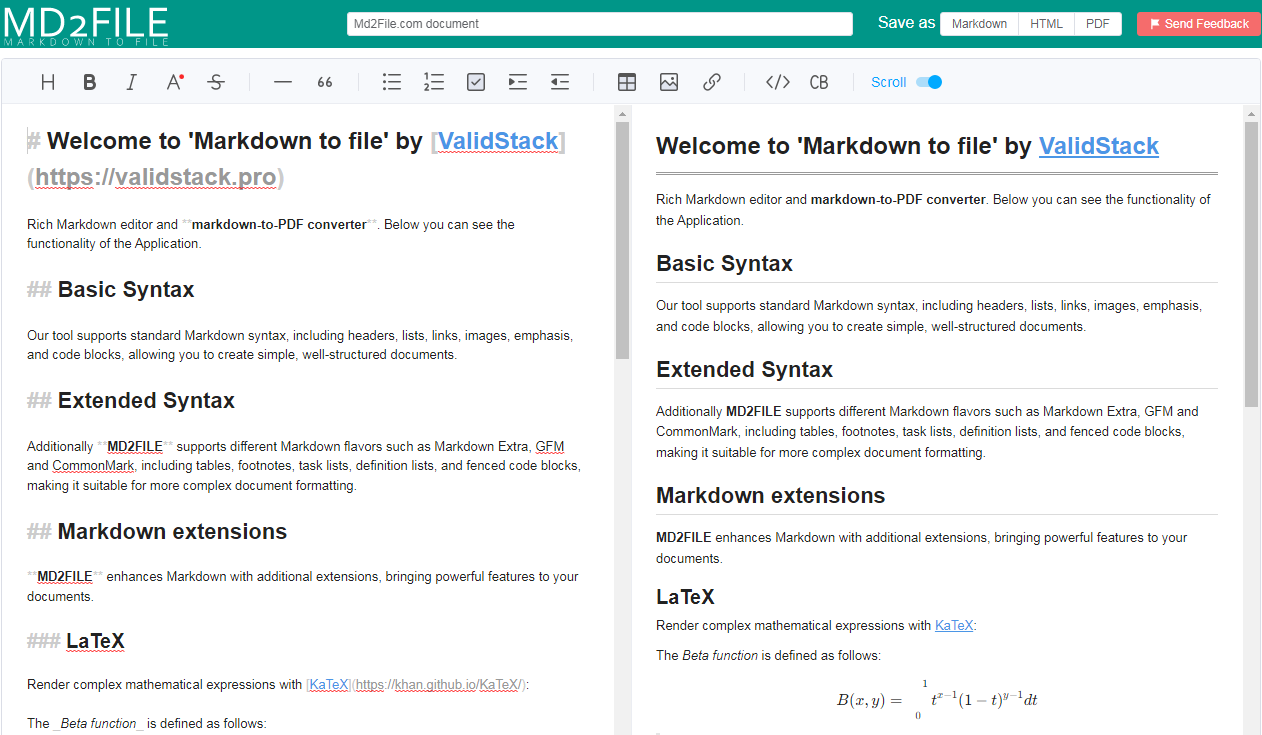 MD2FILE markdown to pdf converter